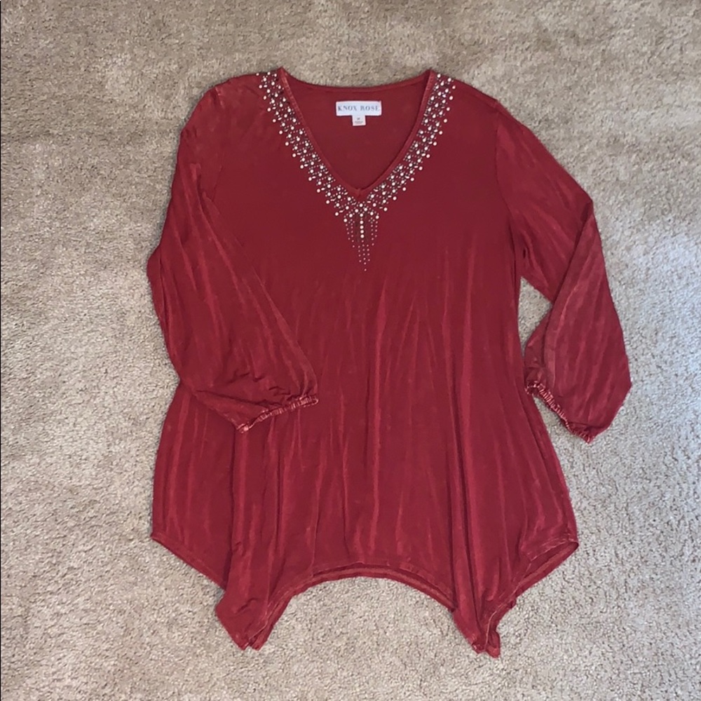 Burnt red 3/4 sleeve blouse
